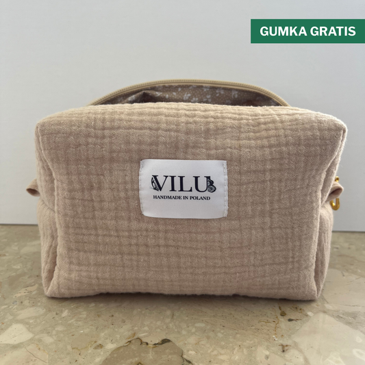 Kosmetyczka Beżowa Polana + GUMKA GRATIS